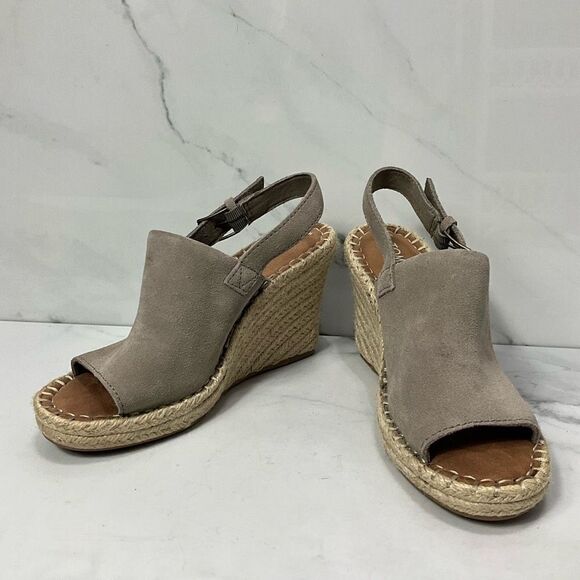 TOMS Monica Desert Taupe Wedge Heel Sandals - Picture 1 of 9